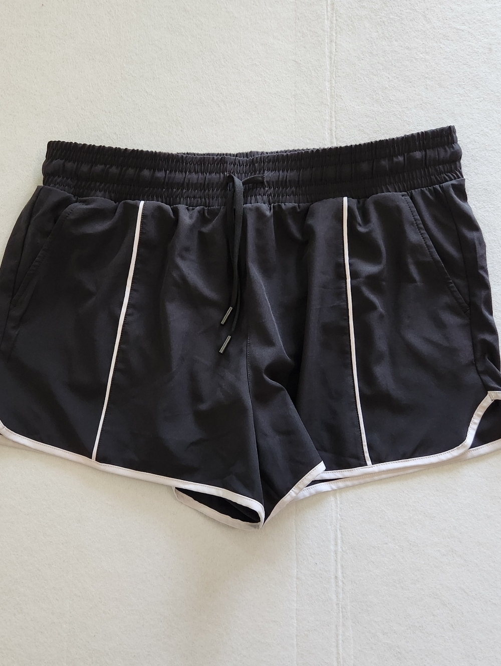 Yogalicious Black Shorts with White Piping Has Liner Size Large